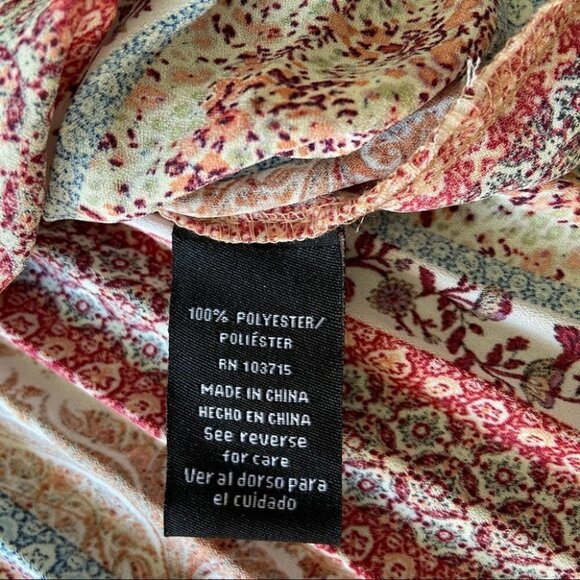 Zac & Rachel Floral Ruffled Cap Sleeve Pleated Blouse With Tassels - Picture 10 of 14